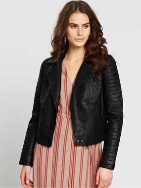 NWOT Vera Moda Black Moto Leather Jacket - Women’s size XL